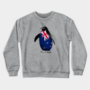 Cute New Zealand Penguin | Vintage Penguin Supporting New Zealand All The Way Crewneck Sweatshirt